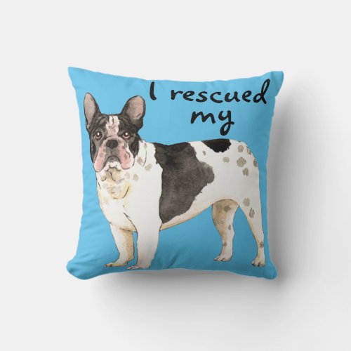 Rescue Frenchie Throw Pillow