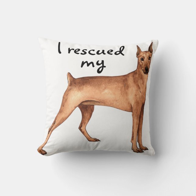 Rescue German Pinscher Throw Pillow (Front)