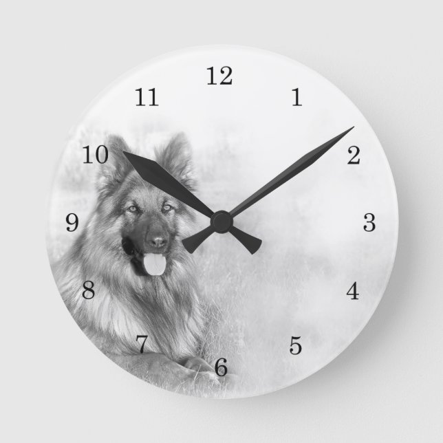 Rescue German Shepherd Dog Round Clock (Front)