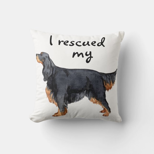 Rescue Gordon Setter Throw Pillow (Front)