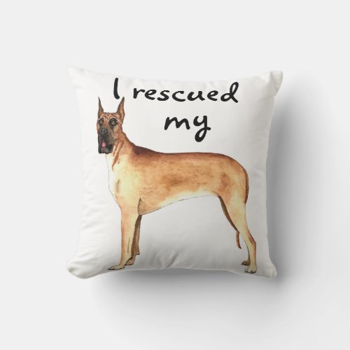 Rescue Great Dane Throw Pillow