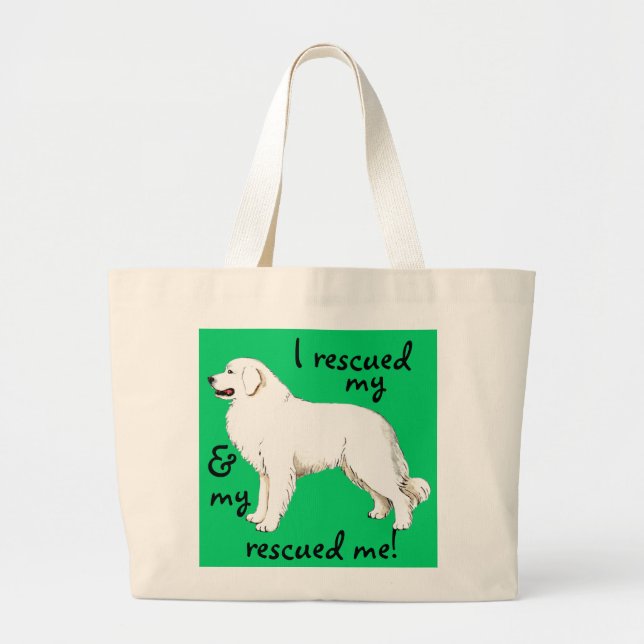 Rescue Great Pyrenees Large Tote Bag (Front)