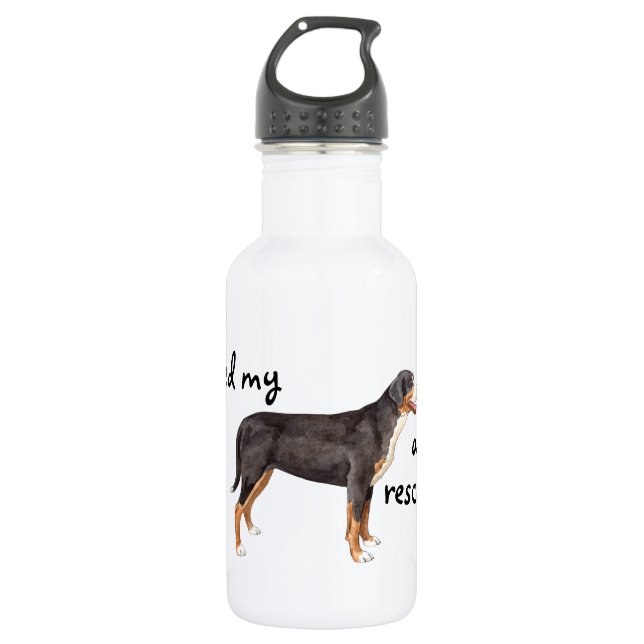 Rescue Greater Swiss Mountain Dog Water Bottle (Front)