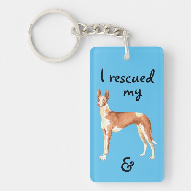 Rescue Ibizan Hound Keychain (Front)