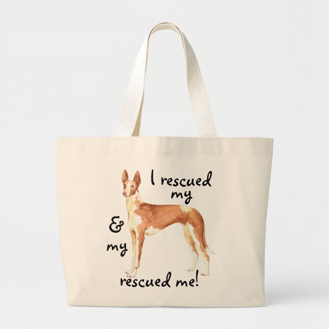 Rescue Ibizan Hound Large Tote Bag (Front)