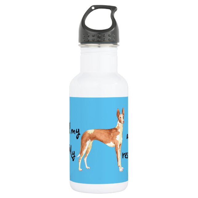 Rescue Ibizan Hound Stainless Steel Water Bottle (Front)