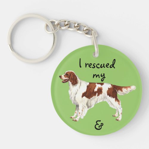 Rescue Irish Red and White Setter Keychain