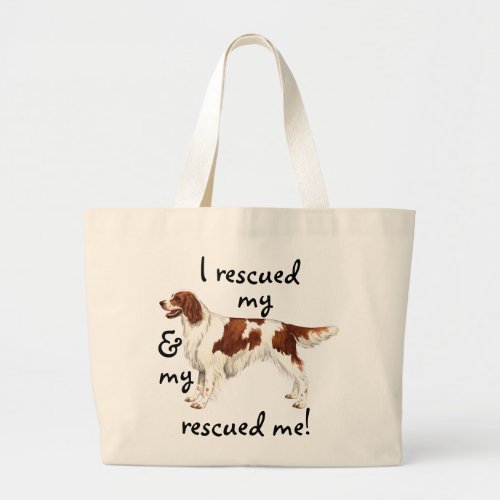 Rescue Irish Red and White Setter Large Tote Bag