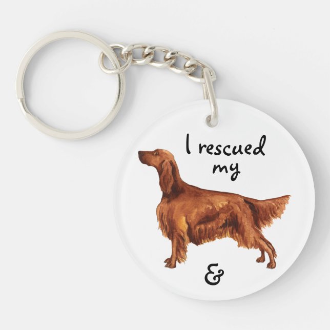 Rescue Irish Setter Keychain (Front)