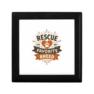 Rescue Is My Favorite Breed Vintage Dog Adoption P Gift Box