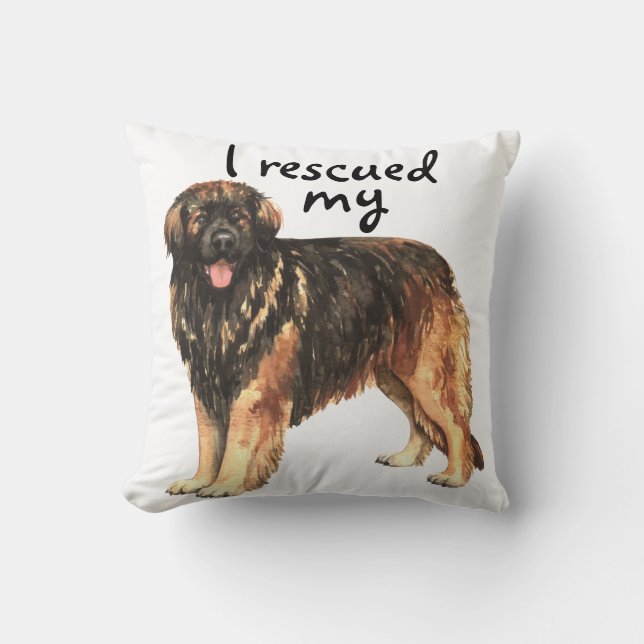 Rescue Leonberger Throw Pillow (Front)