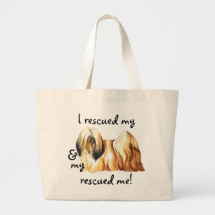 Rescue Lhasa Apso Large Tote Bag