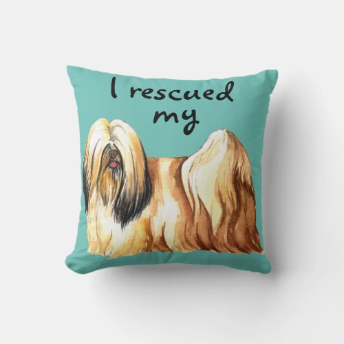 Rescue Lhasa Apso Throw Pillow