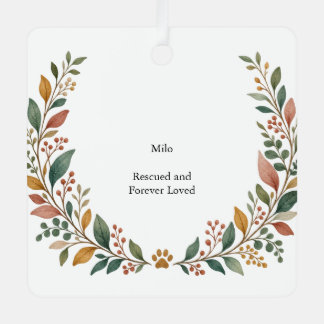 Rescue Love Botanical Metal Square Ornament