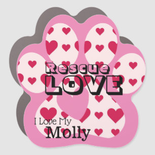 Rescue Love Dog Paw Custom  Car Magnet