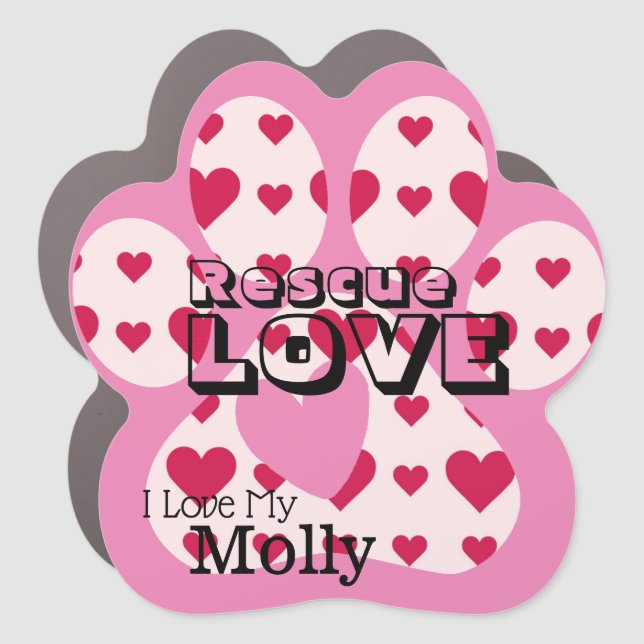Rescue Love Dog Paw Custom  Car Magnet (Front)