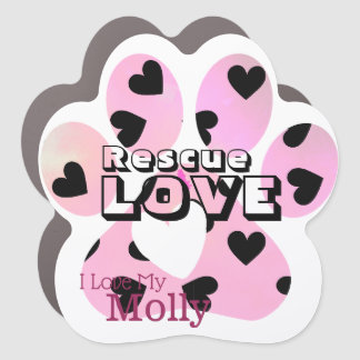 Rescue Love Dog Paw Custom Car Magnet