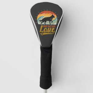 Rescue Love Dog Retro Sunset Trees Golf Head Cover