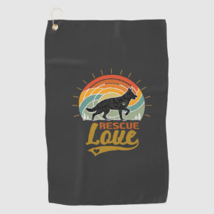 Rescue Love Dog Retro Sunset Trees Golf Towel