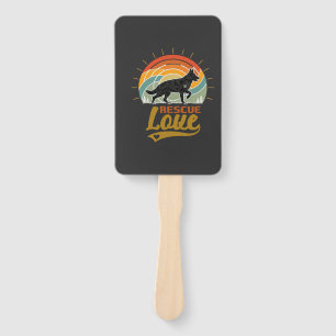 Rescue Love Dog Retro Sunset Trees Hand Fan