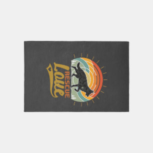 Rescue Love Dog Retro Sunset Trees Rug