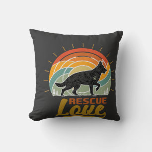 Rescue Love Dog Retro Sunset Trees Throw Pillow