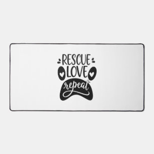 Rescue Love Repeat Dog Paw Tee Desk Mat