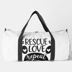 Rescue Love Repeat Dog Paw Tee Duffle Bag