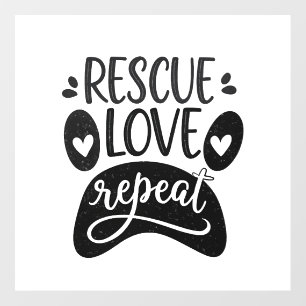 Rescue Love Repeat Dog Paw Tee Floor Decals