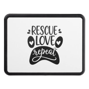 Rescue Love Repeat Dog Paw Tee Hitch Cover