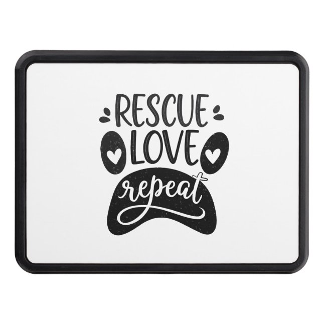 Rescue Love Repeat Dog Paw Tee Hitch Cover (Front)