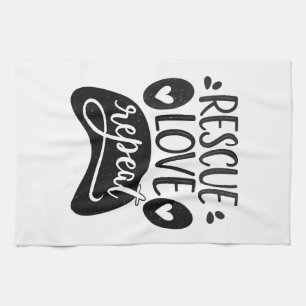 Rescue Love Repeat Dog Paw Tee Kitchen Towel