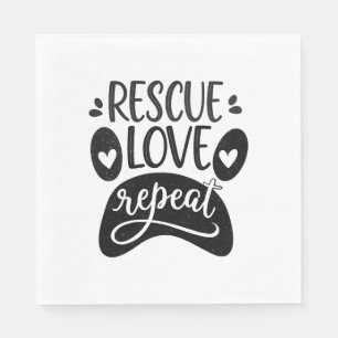 Rescue Love Repeat Dog Paw Tee Napkins