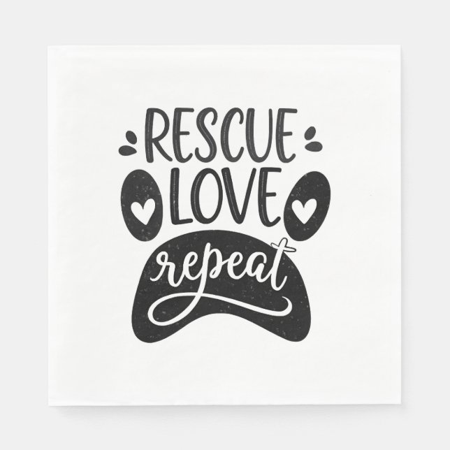 Rescue Love Repeat Dog Paw Tee Napkins (Front)
