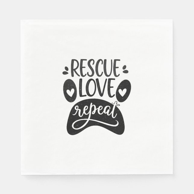 Rescue Love Repeat Dog Paw Tee Napkins (Front)