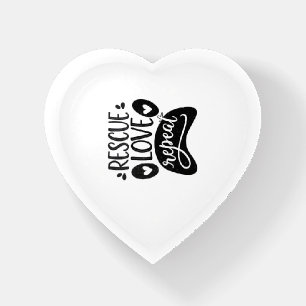 Rescue Love Repeat Dog Paw Tee Paperweight