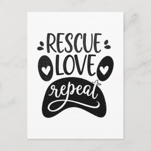 Rescue Love Repeat Dog Paw Tee Postcard