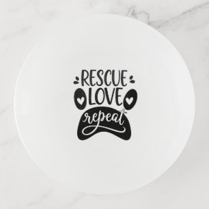 Rescue Love Repeat Dog Paw Tee Trinket Tray