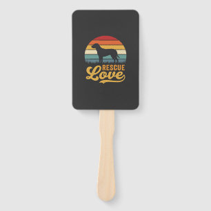 Rescue Love Retro Dog Sunset_1 Hand Fan