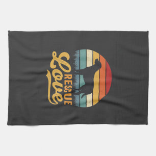 Rescue Love Retro Dog Sunset_1 Kitchen Towel