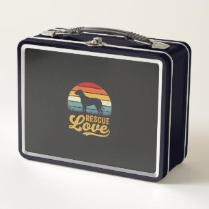 Rescue Love Retro Dog Sunset_1 Metal Lunch Box