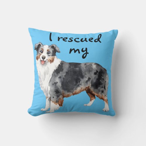 Rescue Miniature American Shepherd Throw Pillow