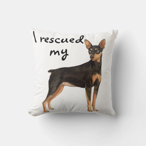 Rescue Miniature Pinscher Throw Pillow