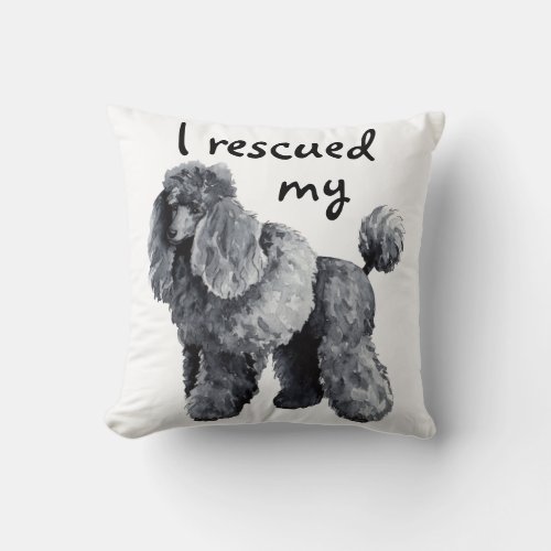 Rescue Miniature Poodle Throw Pillow