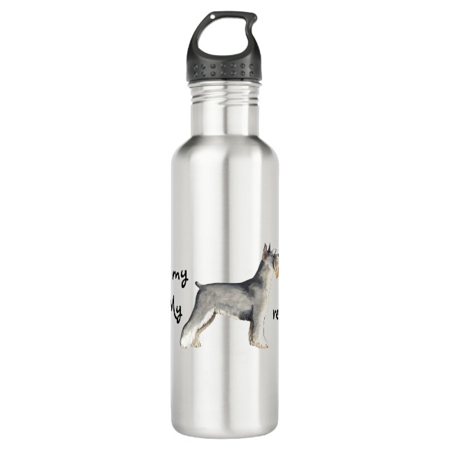 Rescue Miniature Schnauzer Aluminum Water Bottle (Front)