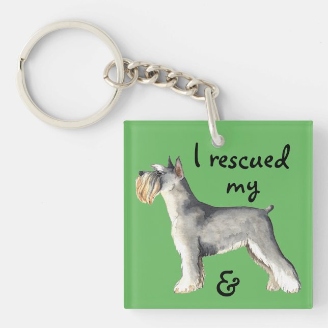 Rescue Miniature Schnauzer Keychain (Front)
