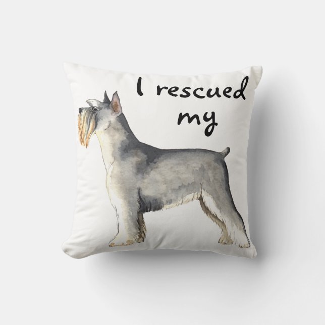 Rescue Miniature Schnauzer Throw Pillow (Front)