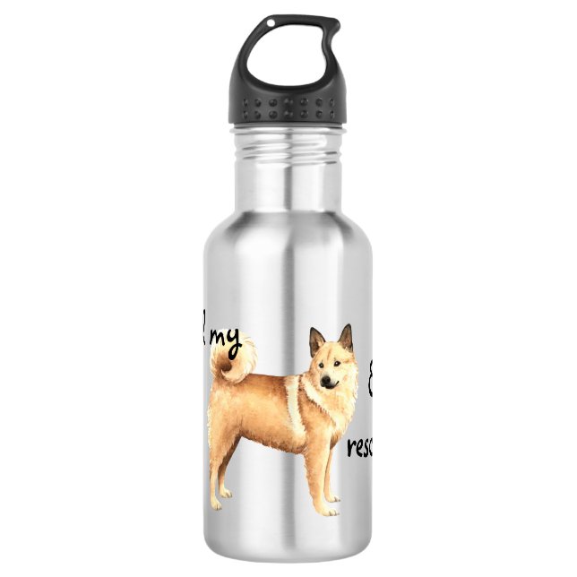 Rescue Norwegian Buhund Stainless Steel Water Bottle (Front)