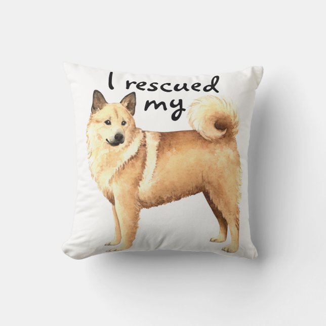Rescue Norwegian Buhund Throw Pillow (Front)
