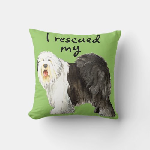 Rescue Old English Sheepdog Throw Pillow